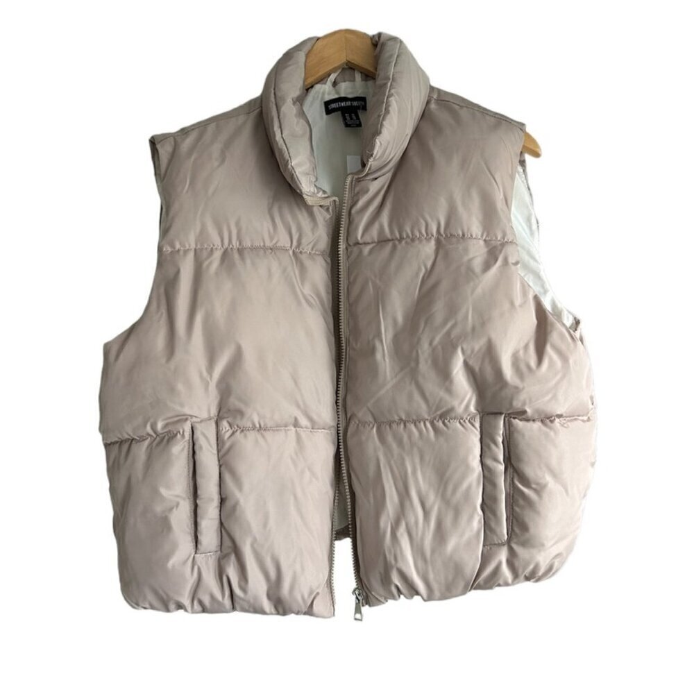 STREETWEAR SOCIETY Neutral Beige Puffer Vest US XL - Picture 3 of 6